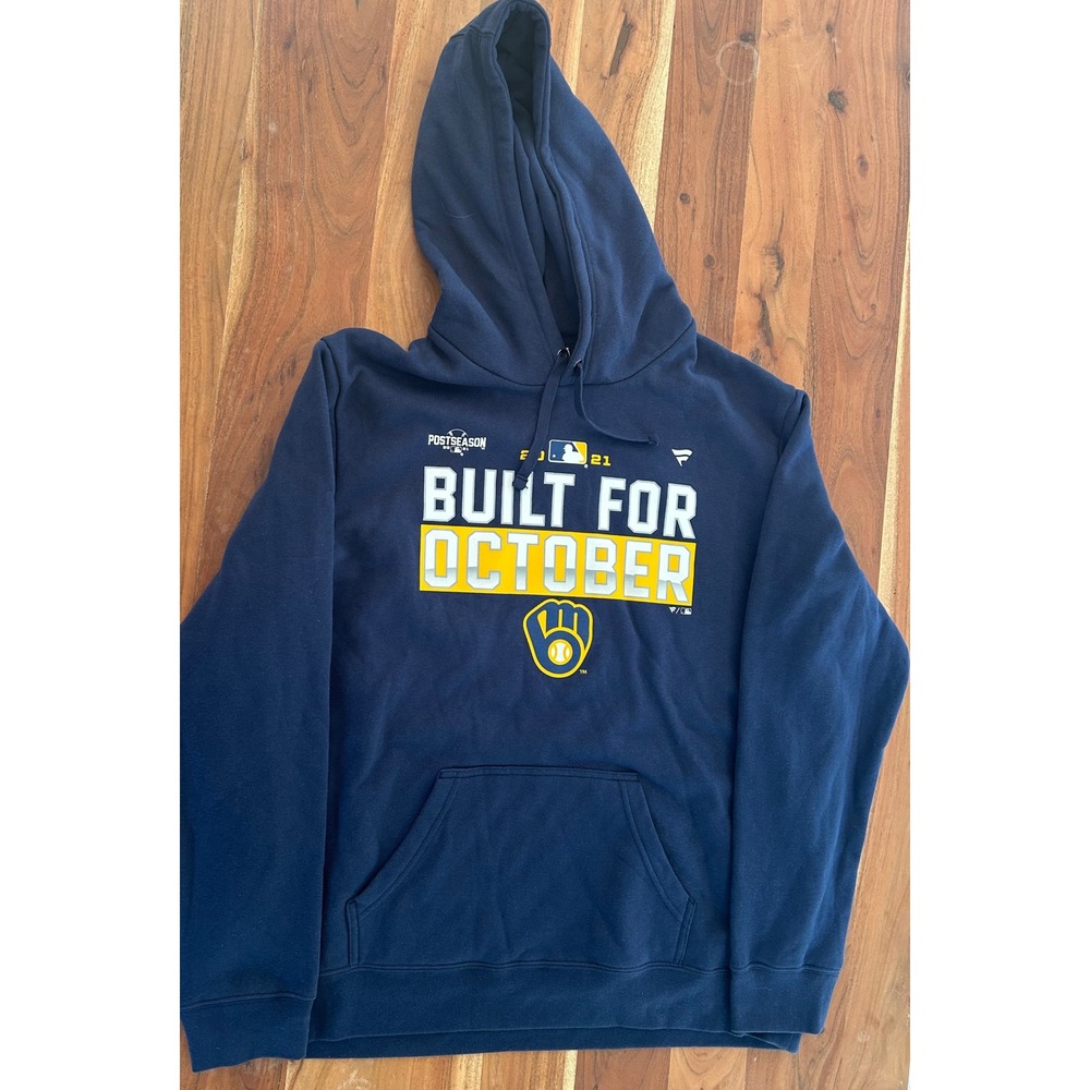 Fanatics Milwaukee Brewers 2021 MLB Postseason Hoodie Navy Mens 2XL Built For